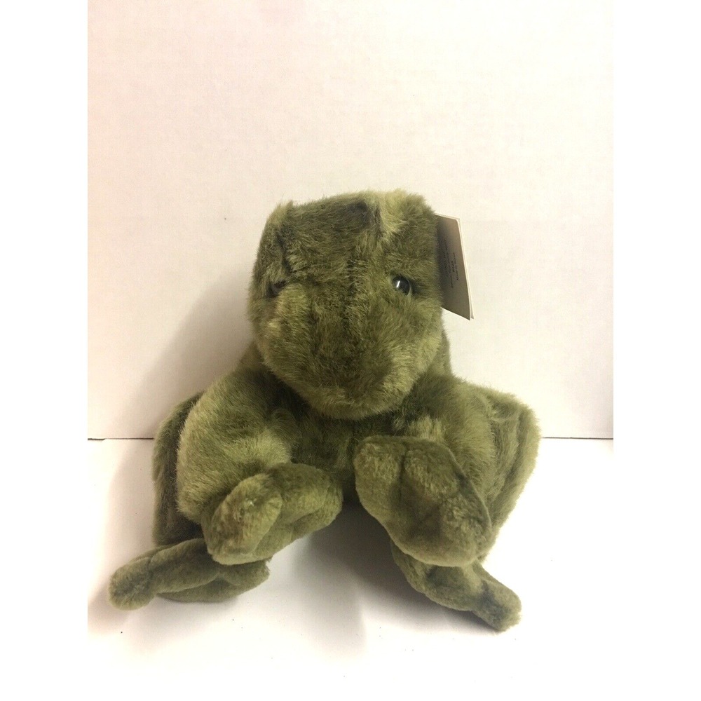 Vintage Gund Frog Ribbit Plush‎ Green with Sound Croaker Stuffed Animal Tags
